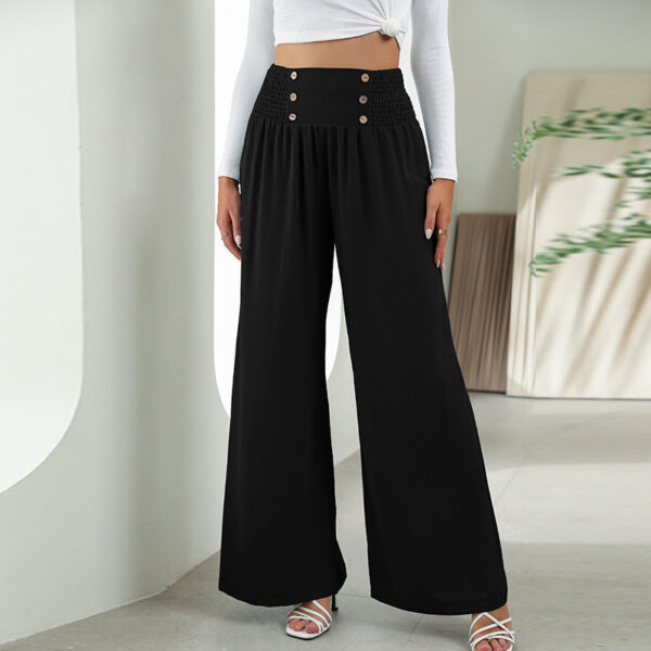 Fashion Straight Wide Leg Pants Elastic High Waist Casual Trousers For Women - Image 6