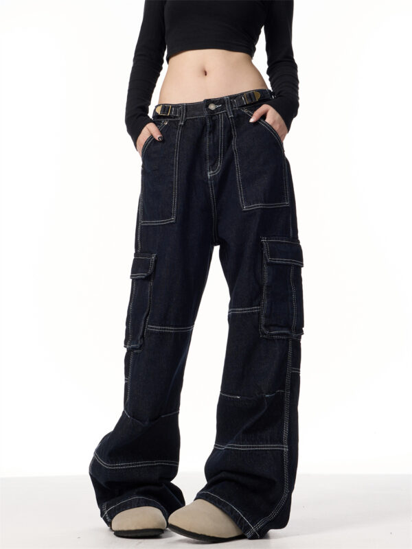 Vintage Stripe Straight Cargo Jeans - Image 4