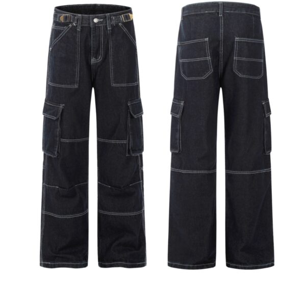 Vintage Stripe Straight Cargo Jeans - Image 5