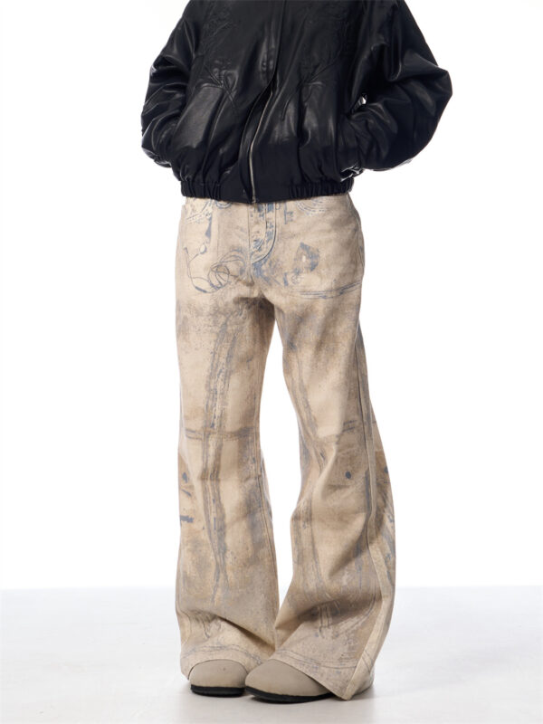 Retro 3D Printing Laser Full Printed Washed Jeans - Image 2