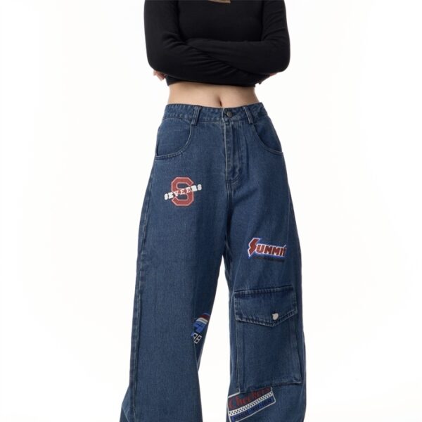 American Retro Stamp Printing Cargo Jeans - Image 4