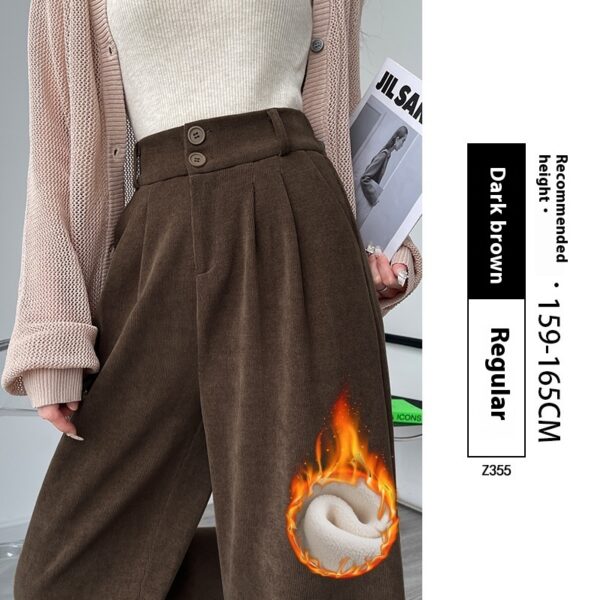 White Corduroy Wide-leg Pants Women's Narrow Straight - Image 6