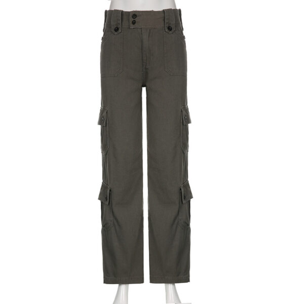 Low-Rise Multi-Pocket Pressed Loose Cargo Pants - Image 6