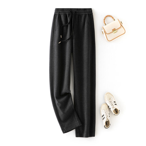 Autumn And Winter New Soft Glutinous Wool Straight Elastic Waist Long Sweatpants - Image 6