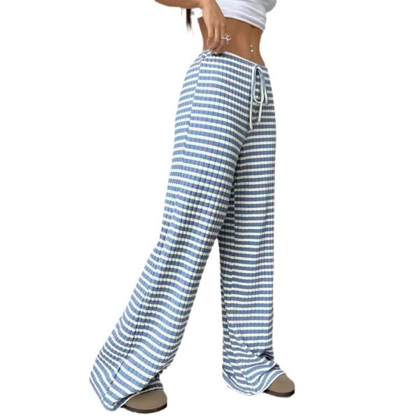 Women's Casual Striped Solid Color Drawstring Straight-leg Pants - Image 10