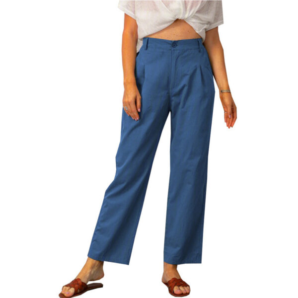 Solid Color High Waist Loose Straight Trousers - Image 7