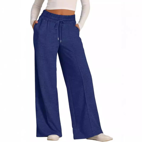 Women's Solid Color Casual Wide Leg Drawstring Elastic Waist Sweatpants - Image 8