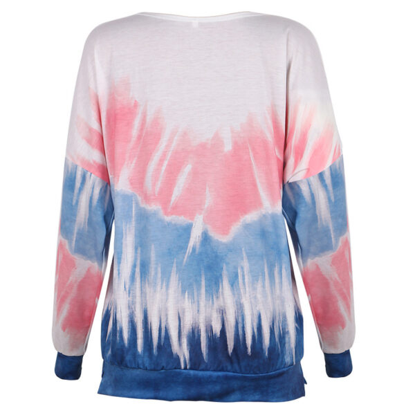 Women Printed Contrast Color Long-Sleeved Casual Loose Sweater - Image 4