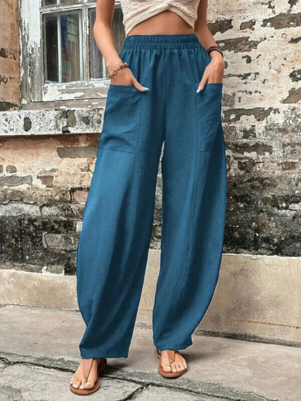 Women's Harem Pants With Pockets High Waisted Casual Beach Pants Loose Trousers Summer - Image 6