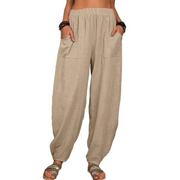 Casual Loose Harem Pants Summer Fashion Solid Color Pockets Trousers Womens Clothing - Image 8