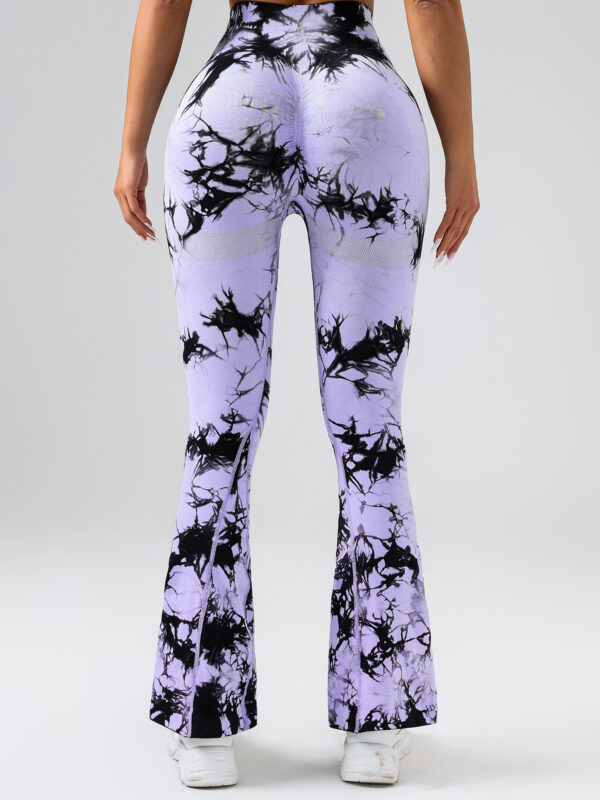 High-Waist Tummy Control Flare Yoga Pants For Women, Tie-Dye Stretch Slimming Bootcut Workout Pants, Fitness & Sports Activewear - Image 9