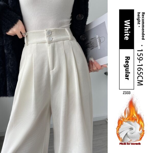 White Corduroy Wide-leg Pants Women's Narrow Straight - Image 5