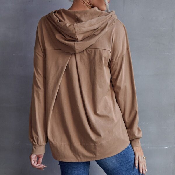 Loose Casual Plus Size Hooded Tap Pocket Sweatshirt - Image 4