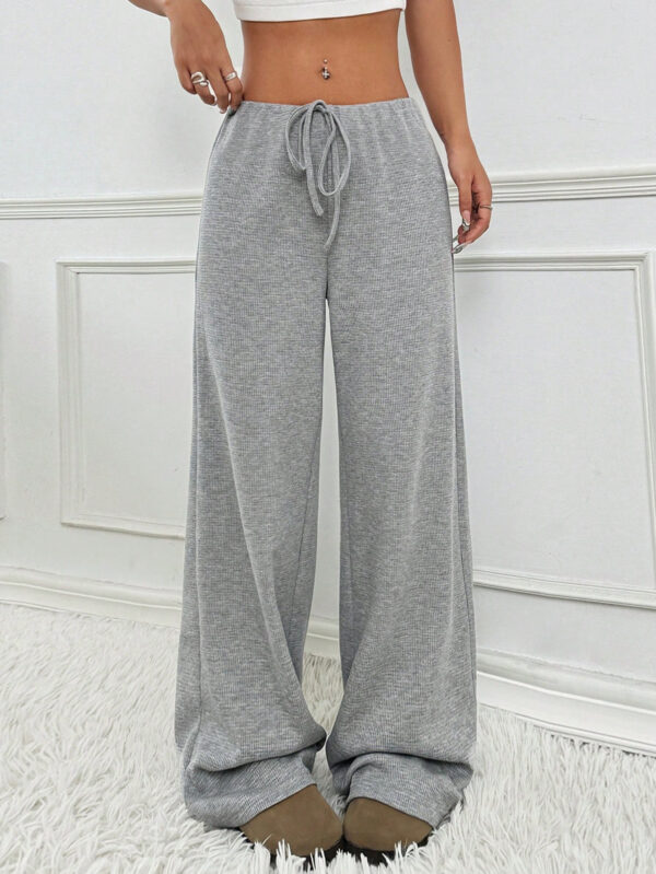 Women's Casual Striped Solid Color Drawstring Straight-leg Pants - Image 4