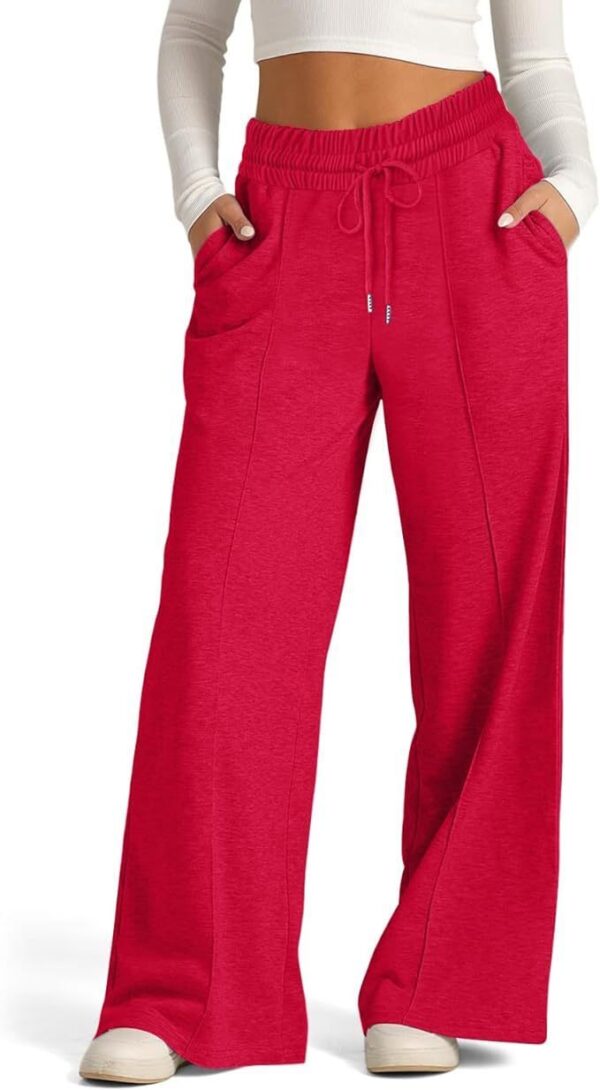 Women's Solid Color Casual Wide Leg Drawstring Elastic Waist Sweatpants - Image 7