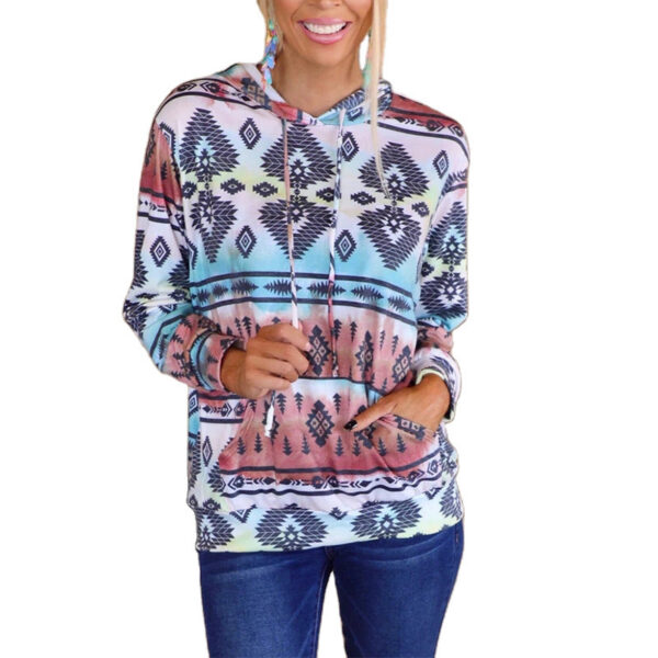 Fashion Printed Long-Sleeved Hooded Casual Loose Sweater - Image 2