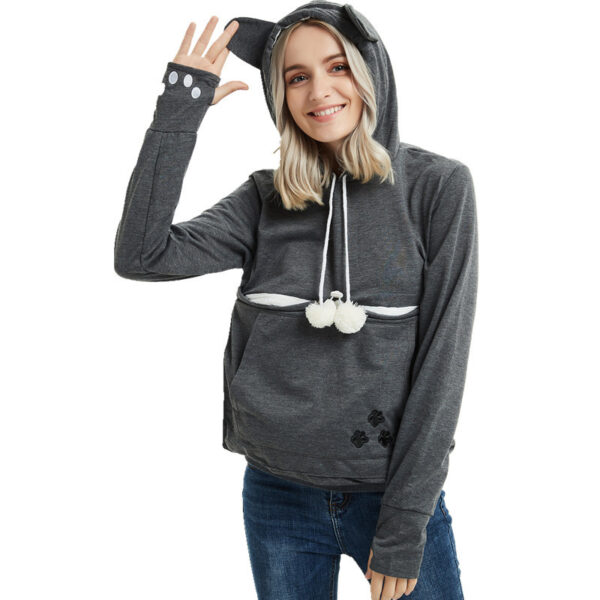 Cute Hoodies Pullover Sweatshirts With Pet Pocket For Cat Clothes Winter Women - Image 5
