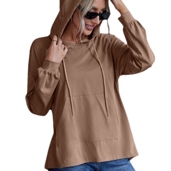 Loose Casual Plus Size Hooded Tap Pocket Sweatshirt - Image 5