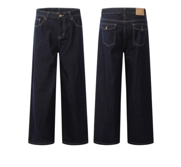 American Retro Wide Leg Dark Blue Jeans - Image 4