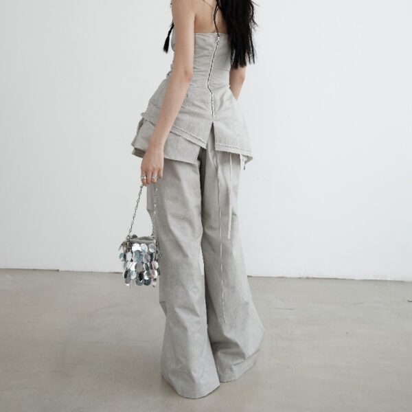 Washed Dirty Dyed Cotton Two-piece Removable Flounced Skirt Swing Casual Pants - Image 5