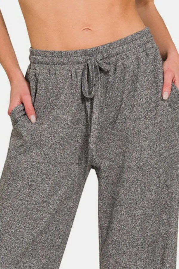 Zenana Drawstring Wide Leg Pants With Side Pockets - Image 3