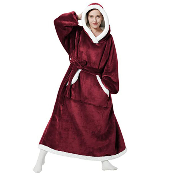 Winter Hoodie Blanket With Button Design Warm Home Clothes Women Men Oversized Pullover - Image 4