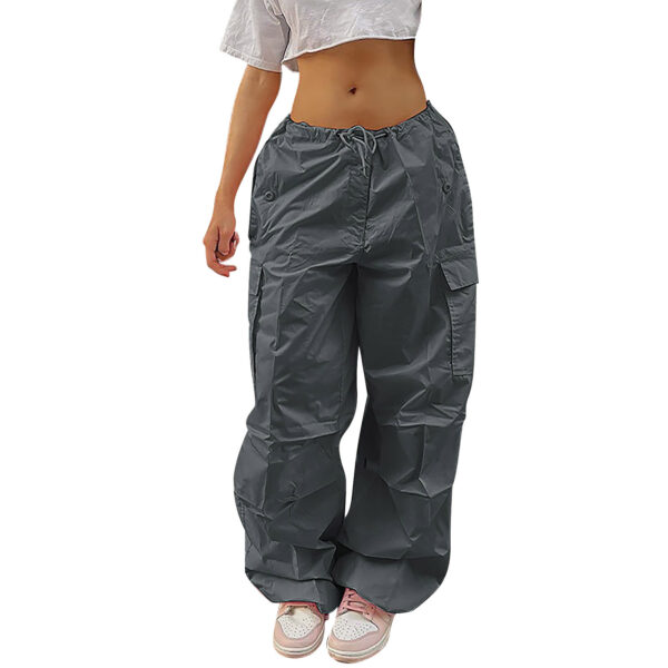 Casual Cargo Pants For Women Solid Color Drawstring Pocket Design Fashion Street Trousers Girls - Image 5