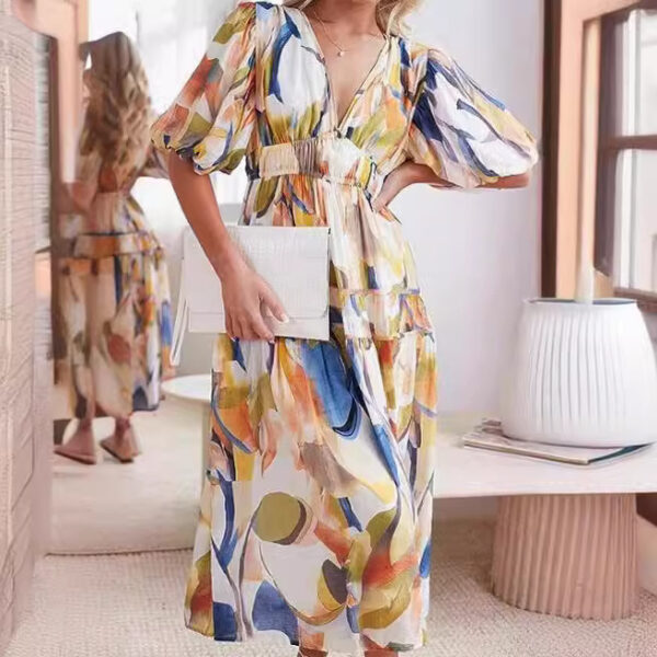 Women's Pleating Beach Flowy Dress - Image 4