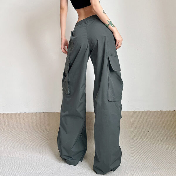Crumpled Design Irregular Pockets Loose Wide Leg Trousers Casual Mopping Pants - Image 4