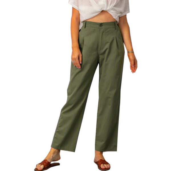Solid Color High Waist Loose Straight Trousers - Image 5