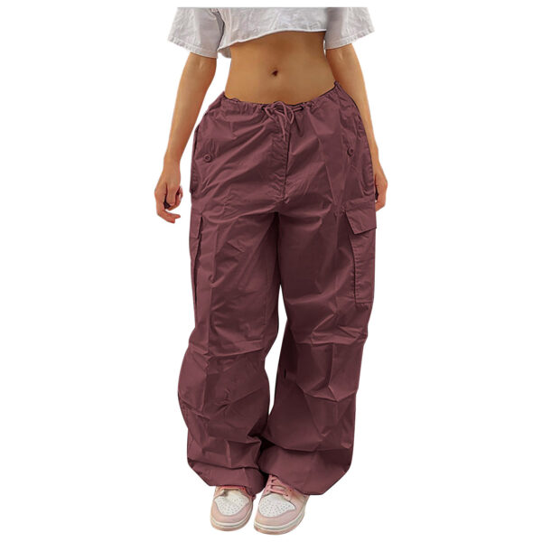 Casual Cargo Pants For Women Solid Color Drawstring Pocket Design Fashion Street Trousers Girls - Image 9