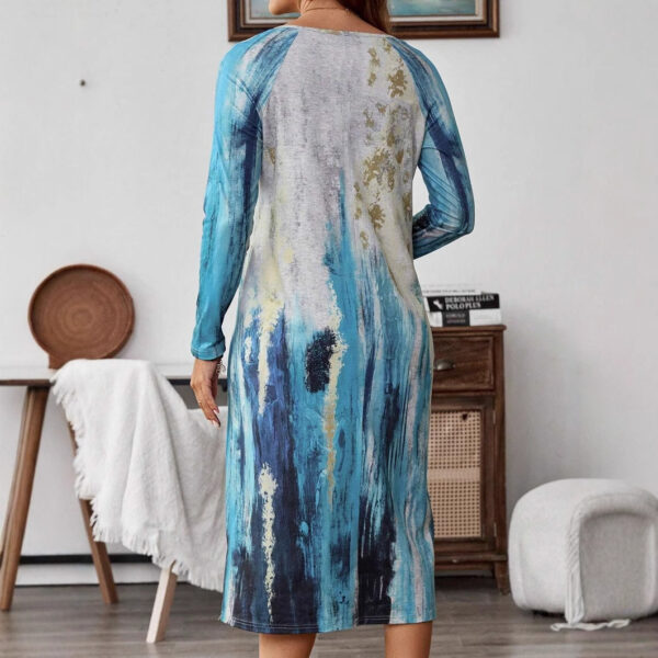 V-neck Printing Fashion Mid-length Dress Women - Image 6