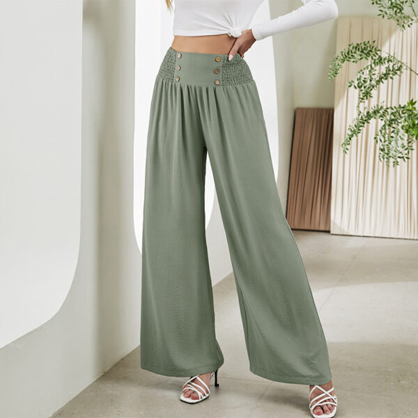 Fashion Straight Wide Leg Pants Elastic High Waist Casual Trousers For Women - Image 8