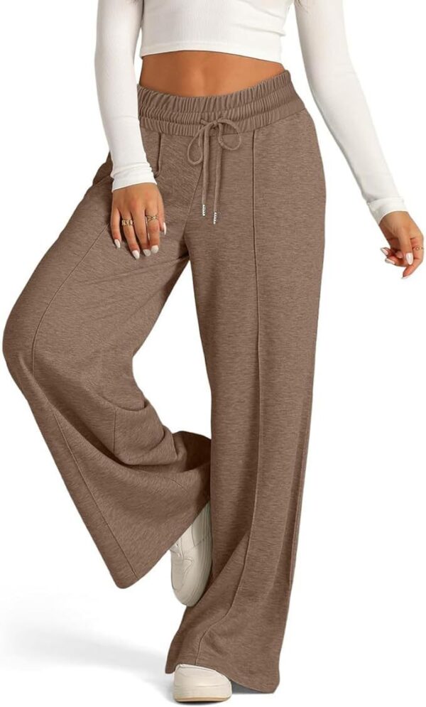 Women's Solid Color Casual Wide Leg Drawstring Elastic Waist Sweatpants - Image 2