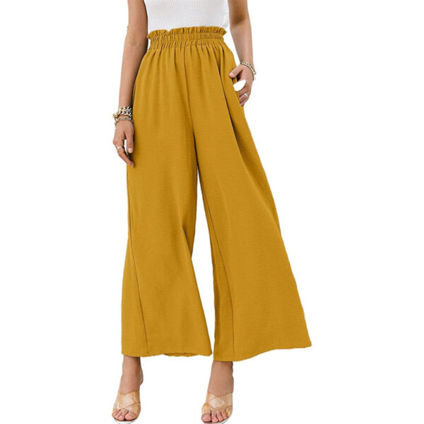 Women Trousers Solid Color Wide Leg High Waist Pants Casual Loose Pants - Image 9