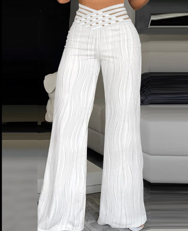 Jacquard Stretch Fabric Bootcut Pants Women - Image 5