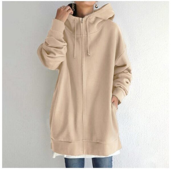 Women's Fuzzy Hoodies Long Sport Pullover Hoodie Full-Zip Hoodie Sweatshirt - Image 2