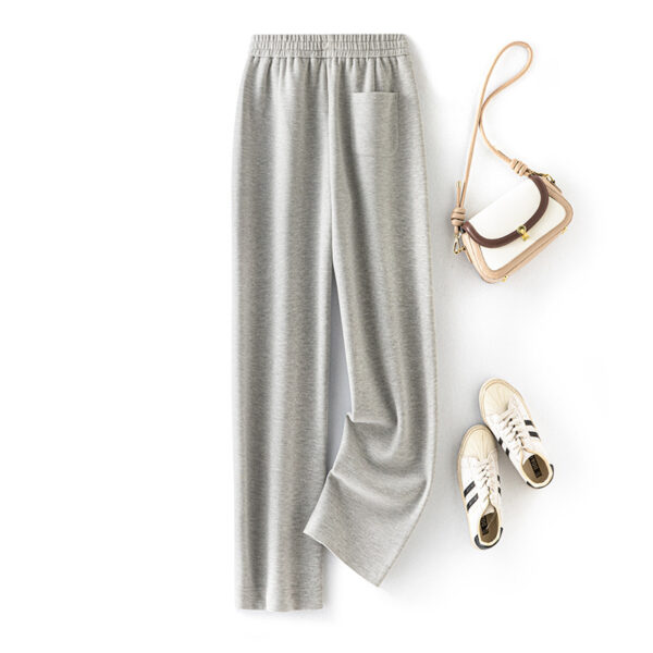 Autumn And Winter New Soft Glutinous Wool Straight Elastic Waist Long Sweatpants - Image 7
