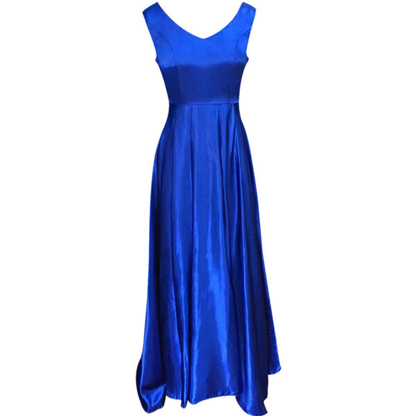 Deep V Neck Sleeveless Backless Bow Ball Evening Dress - Image 4
