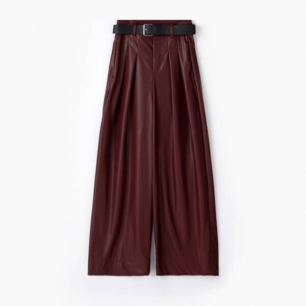 Suit Wide-leg Leather Pants Women's High Waist Loose - Image 3