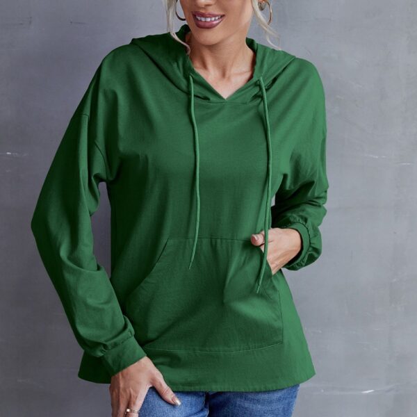Loose Casual Plus Size Hooded Tap Pocket Sweatshirt - Image 2
