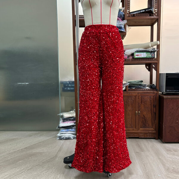 European And American Pure Color Sequins Fashion Casual Wide-leg Pants For Women - Image 9