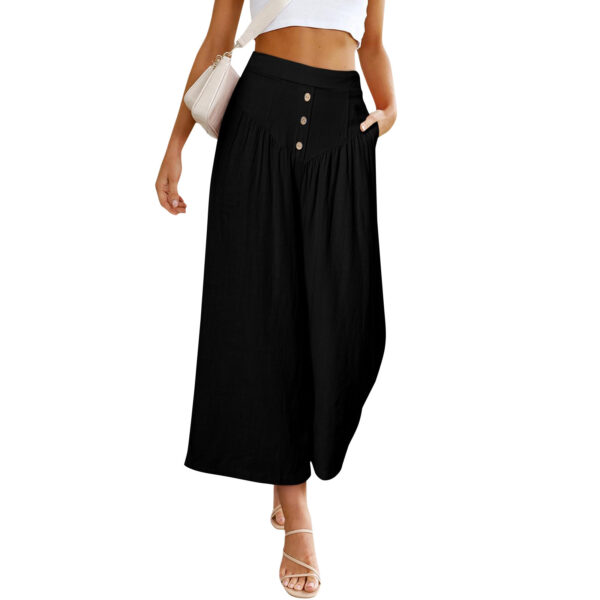 European And American Lazy Relaxed Casual Wide Leg High Waist Women's Cropped Pants - Image 4