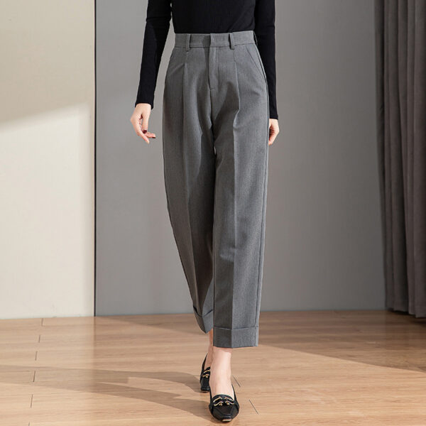 Women's Straight Loose High Waist Draped Casual Pants - Image 2