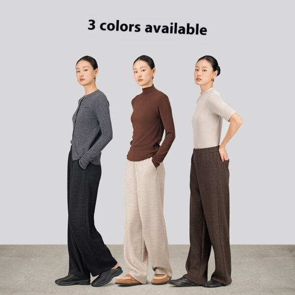 Autumn And Winter Straight Wool Heating Loose Slimming And Simple High Waist Casual Pants