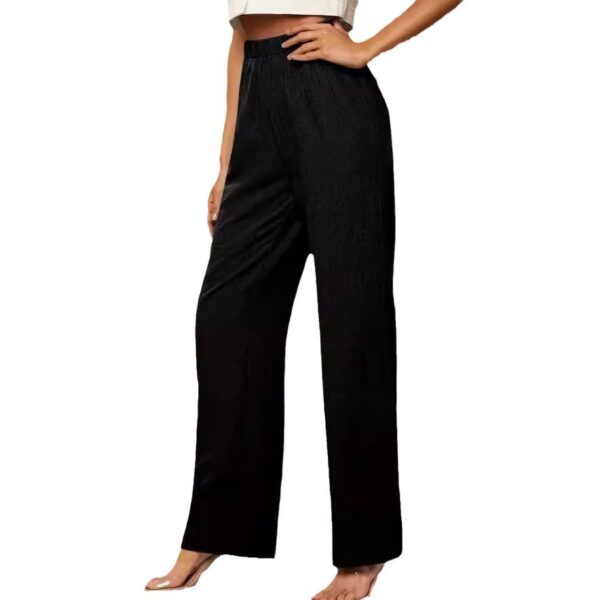 European And American Women's Clothing Elastic Waist Casual Straight Pants Texture Fabric Casual And Comfortable - Image 6