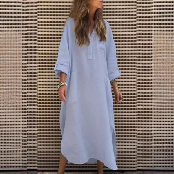 New Autumn And Winter Elegant Solid Color Irregular Dress - Image 5