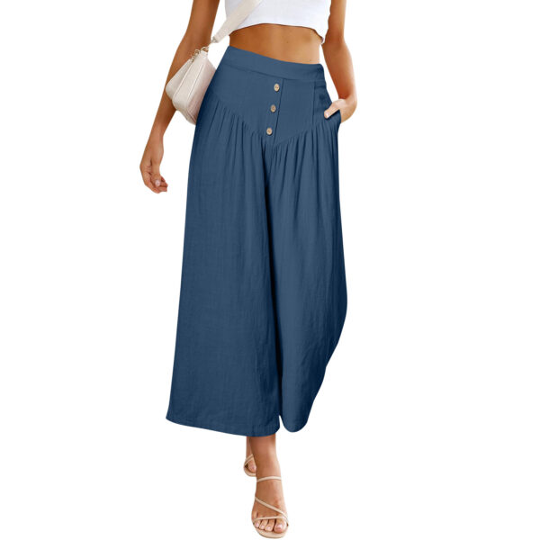 European And American Lazy Relaxed Casual Wide Leg High Waist Women's Cropped Pants - Image 9