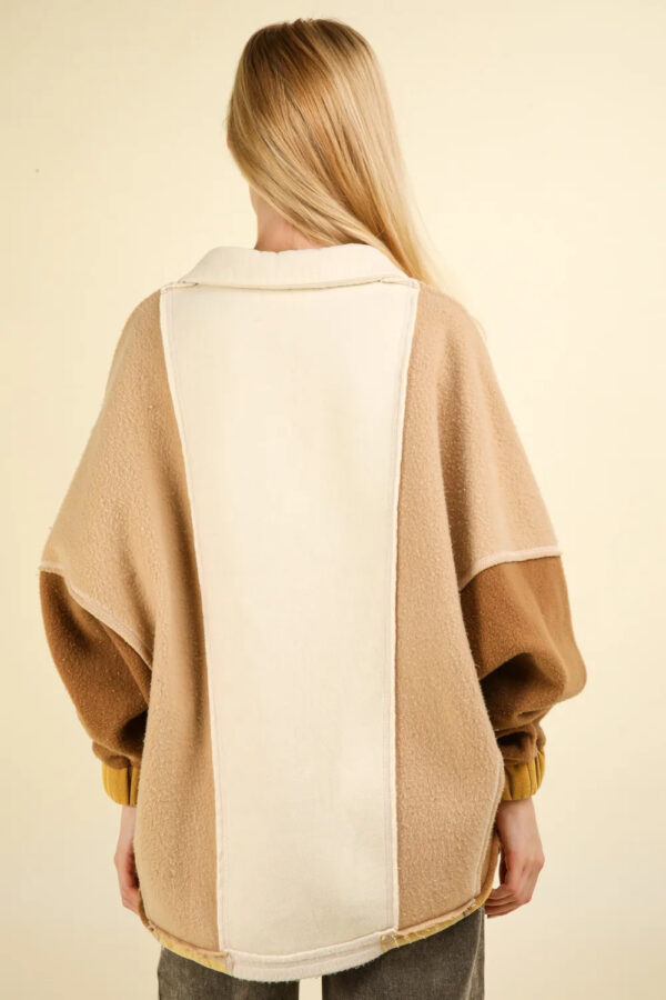 VERY J Color Block Johnny Collar Frenchy Terry Sweatshirt - Image 4