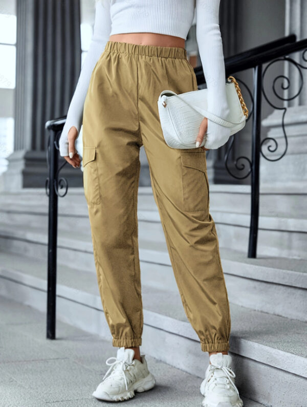 New Cargo Pants Fashion Casual Multi-pocket Elastic Waist Pencil Pants For Women - Image 5